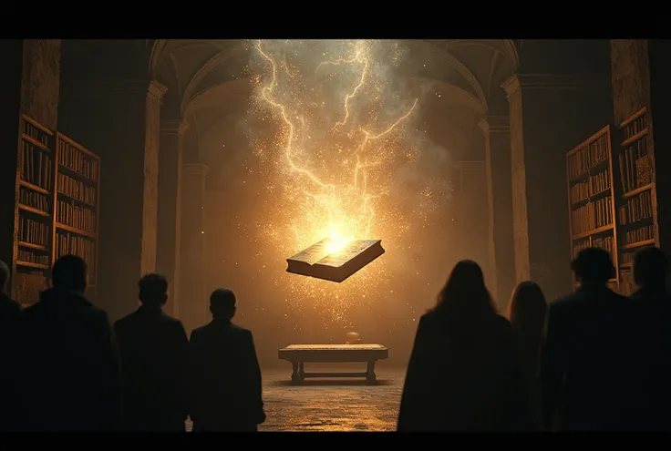 Prompt 3 (Dúvidas Sobre a Verdade – Holographic Debate):
An ultra-realistic, cinematic depiction of a glowing Bible suspended mid-air in a dark, ancient library. Around it, holographic images of biblical events and apocryphal texts appear, swirling in a ch...