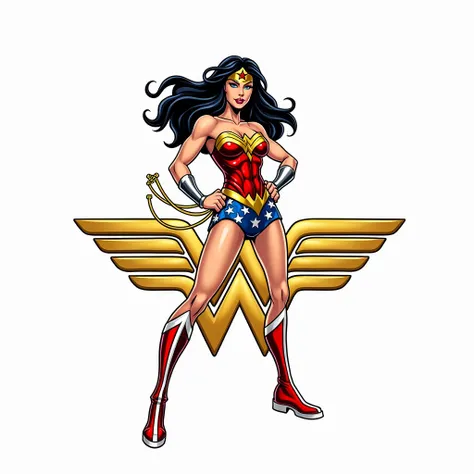 Make an ADIDAS print image with the wonder woman theme. white background png. ((comic drawing)), ((HQ)).