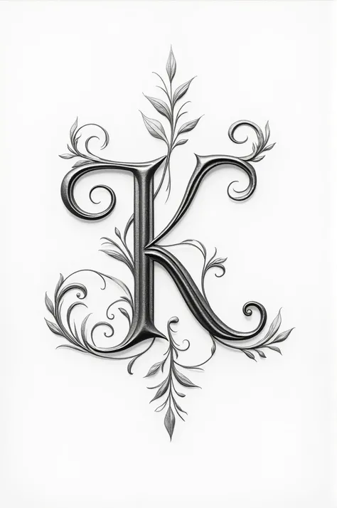 Logotype consisting of letters N and K with elegant engraving 