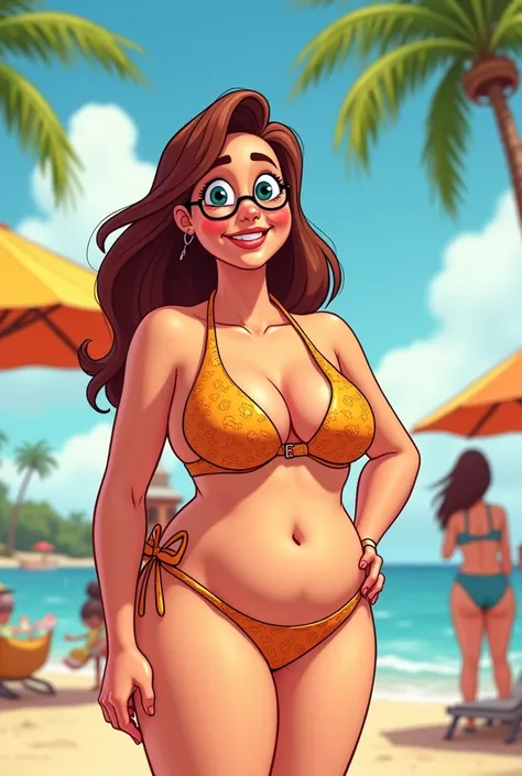 The mom in the cartoon Sisters in a swimsuit
