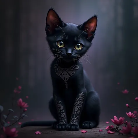 goth kitten with tattoos 