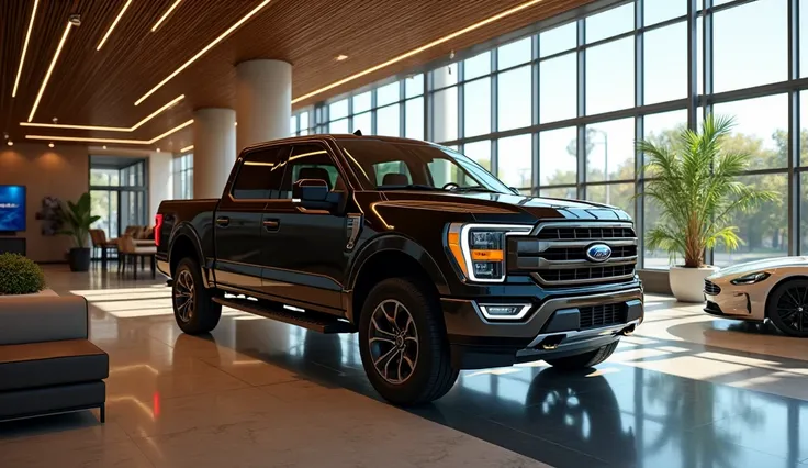 2025 ford f150 realistic interior picture in a luxury showroom 