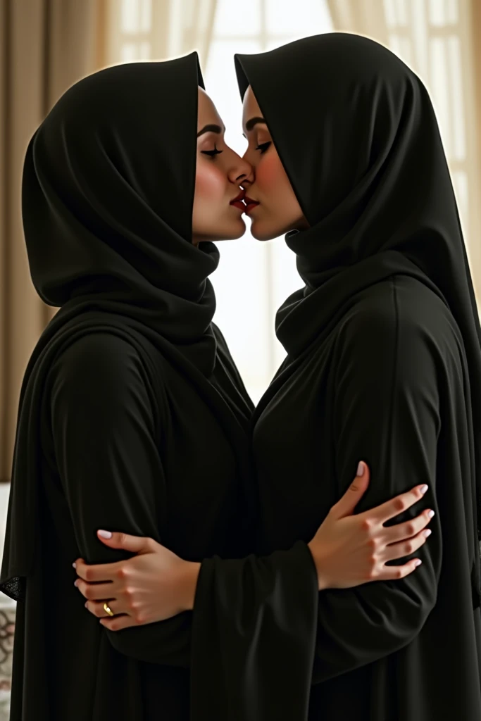 Two pakistani hijabi lesbian kissing