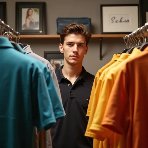 A YOUNG MAN WATCHING GOOD QUALITY POLO SHIRTS