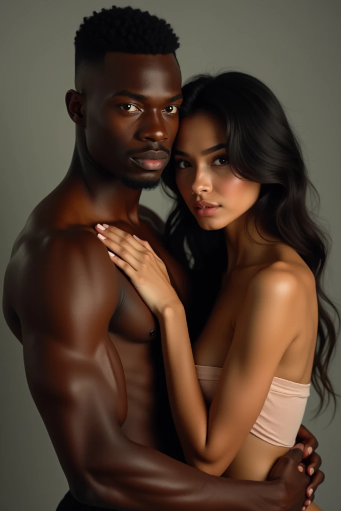 Black guy asian girl couple sexy selfie