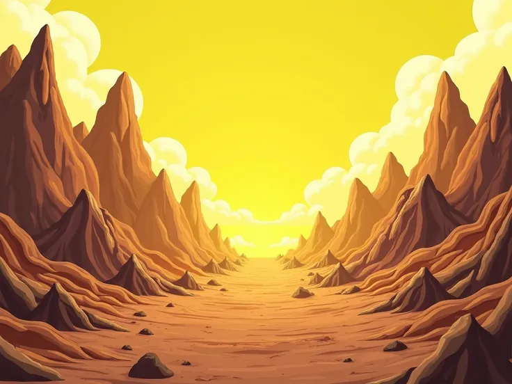 Animated yellow rocky mountain background with soil