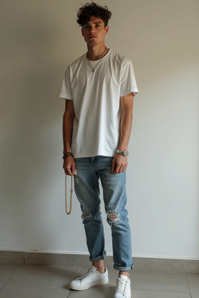 handsome man,  teenager, White, Hair, eyes, nose, boca, Ears, neck, ARMS, hands, legs, feet, random clothes ,  random accessories, random shoes , Random position,  in a random place, Photo, random angle  