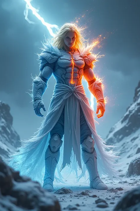 Sub-Ken  (sub-zero + Ken)
Description:  A fighter covered in brittle ice ,  with golden hair and a fiery energy in his fists .  His uniform is half ice-blue and half red ,  representing the balance between ice and fire .  His attacks freeze and burn simult...