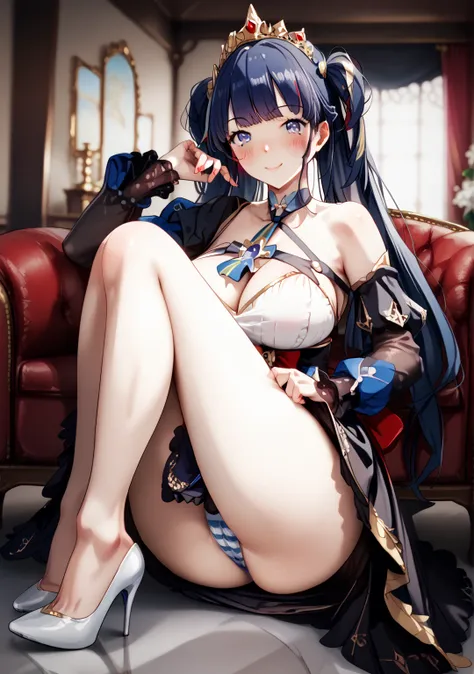  masterpiece , necessary,   The best quality,   tall details,   watching the spectator, not fit for work, source_anime, a luxurious room , A woman (sexy full body ,  big breasts  ,  thin waist ,  big butt, inviting, curvilinear, blush, Seductive smile ,  l...