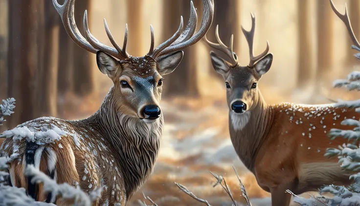 a detailed portrait of a deer, beautiful detailed eyes, beautiful detailed antlers, beautiful detailed fur, deer in a forest, intricate details, photorealistic, 8k, high quality, masterpiece, vibrant colors, natural lighting, realistic, cinematic, dramatic...