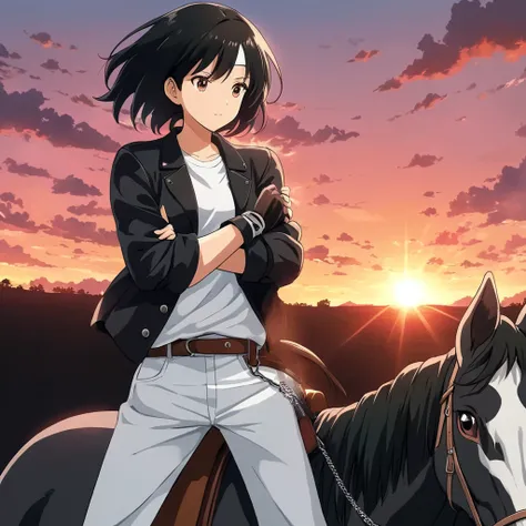 Anime image of a woman standing next to a horse in a field, Anime visual of a cute girl, Anime background key visual, shuushuu Anime image, Makoto Shinkai!!, Anime visual of a young woman, ( ( Makoto Shinkai ) ), ( ( ( Anime ) ) ), todays featured Anime st...