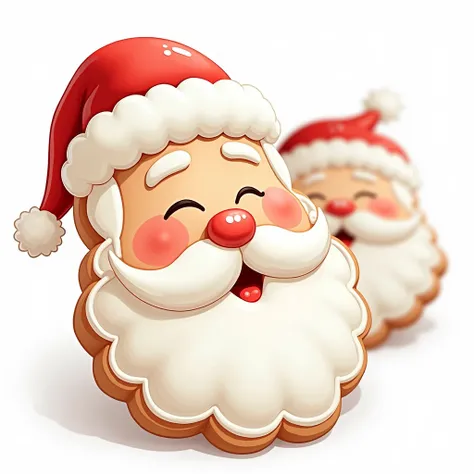 christmas cookies in the shape of a santas head, illustration,  high detail,  white background, 8 k