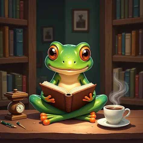 2D for me. 
Kill a frog reading a book.
Cup of coffee obviously. 
