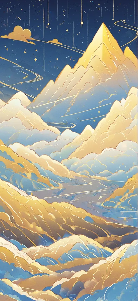 "A -friendly anime-style illustration showing a clear winding path leading up to a golden mountain peak on the left. The path is well-defined and visible, with a cheerful sky in the background."