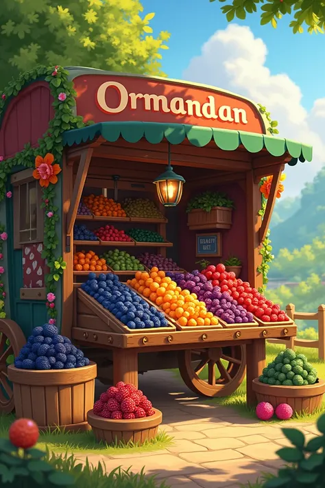 It is a fruit sales point of a farm but these fruits are sold in a beautiful caravan and the fruits sold are blueberries, black currants, gooseberries and aronia and the name of this caravan is "ORMANDAN"