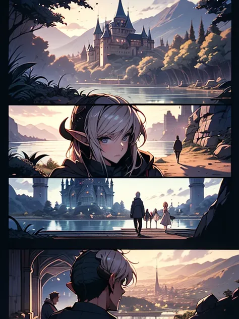 Act I：Discovery of the fantasy world, The protagonist is the blonde mature blonde haired female succubus Elf Laurye，she lives in a area with nature, a medieval city and a big castle. One day，she meets a handsome male elfs with demon horns he has huge muscl...