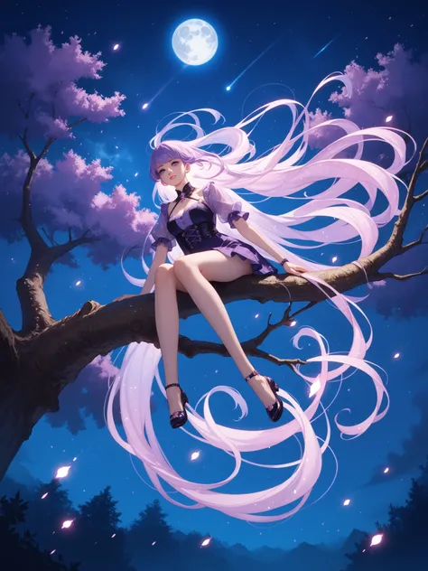 score_9, score_8_up, score_7_up, source_anime,
surreal, 
1girl,Kpop idol, very long hair, floating hair,glowing hair, 
 night scene,moon in the sky,purple hues,starry night,dreamlike atmosphere,glowing edges,mystical,high contrast,ethereal light,sitting on...