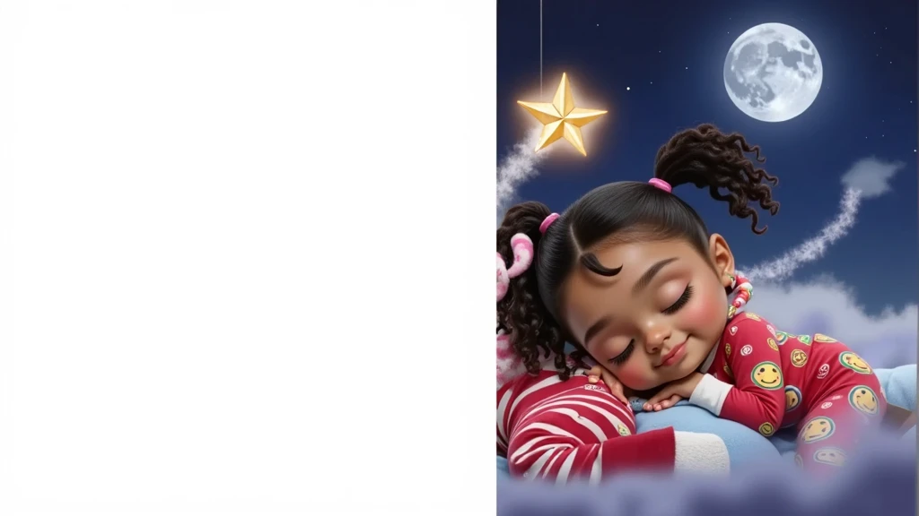 Inspired by the drawings in the movies on the Disney Pixar posters in high resolution and high quality, create the fullbody image of a girl with curly black hair tied in two ponytails wearing a red Christmas pajamas and white sox , the pajama have colorful...