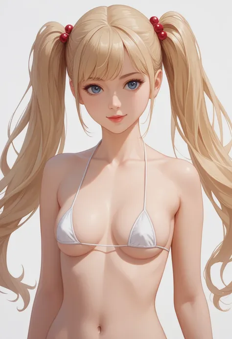  high definition , masterpiece, accurate,  Anatomically Correct,  best quality,  high detail,  very detailed,  textured skin,  Ultra High Definition,  1 girl , 、 simple background, Blonde,  twin tails,  long hair, 超巨大なchest, chest,  smiles,  Dutch angle,  ...