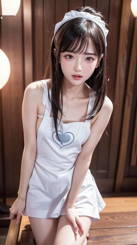 (Sexy Apron:2.0),( embarrassed , sexual climax, orgasm face, ecstasy,細身の体, highest resolution, best quality,masterpiece,4K,8k,16k,Correct human body, detailed eyes on board, detailed face , very beautiful face , very cute face , pretty girl:2.0), sexy lips...