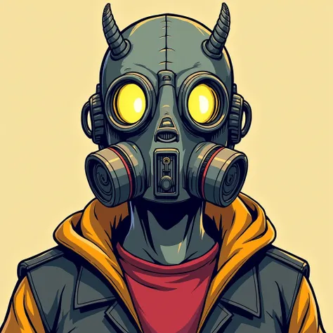 a cartoon character with a gas mask, Borderlands Art Style , 2D, head