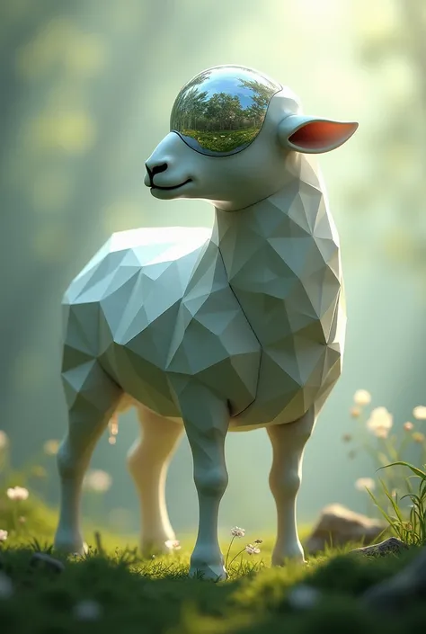 sheep with a prism body and a sphere head