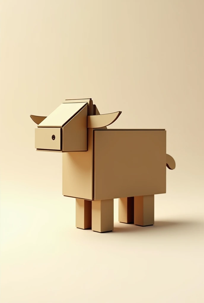 cardboard sheep with a rectangular prism body and a head shaped like a rectangular prism