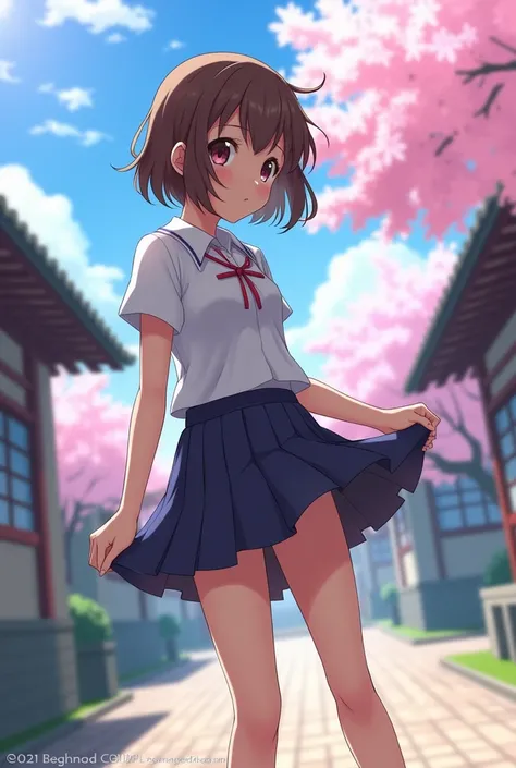  From school anime with the ass showing from under the skirt