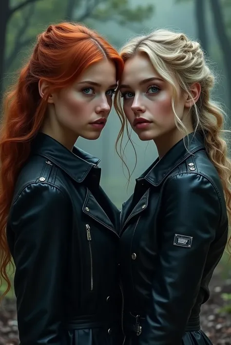 Hope Mikaelson ginger with blue eyes with a black jacket and Josie saltzmann with her