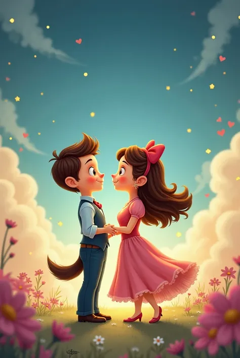 draw you cute disney cartoon couple portrait