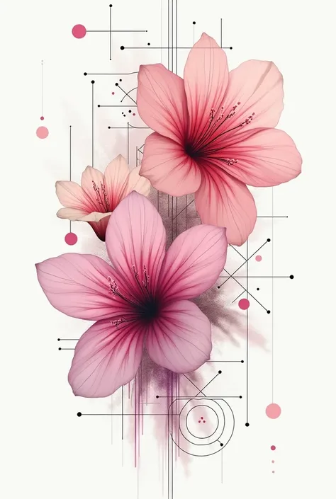 abstractive blurry pattern colored tattoo abstract sakura on empty background with patterns style best quality hyper realistic Watercolor Tattoo Style on empty background without background pendulum shading geometrical lines hight quality detailed soft-loo...