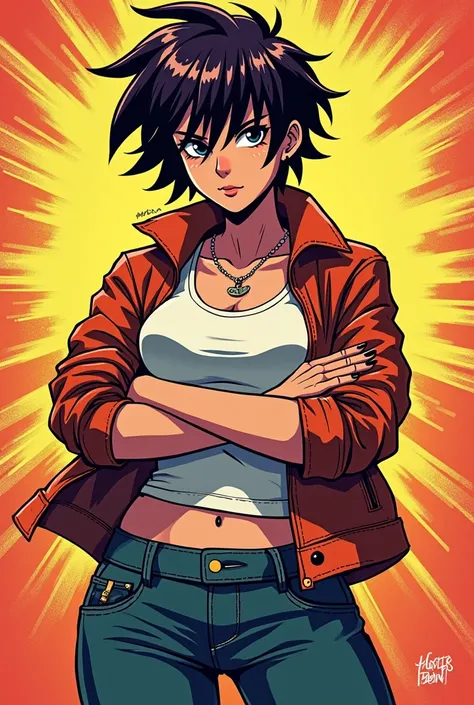 You can generate a girl with a pose of security and arrogance ,  full body, Scott Pilgrim 