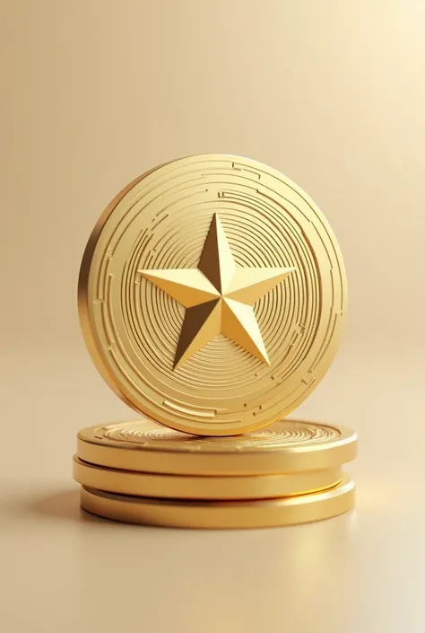 I would like an image of a coin in minimalist 3D style for our token called StellarcGold it must have the symbol like a star . The coin should reflect security, innovation and trust, suitable for a staking token on the Solana network. Use visual elements s...