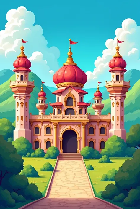   palace ambience, vector image,2d cartoon, background 