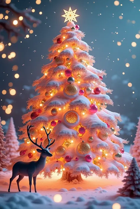 
 3D gold and pink Christmas tree with a beautiful reindeer , with gold " FAMILY UH UH   /  name written in diamonds  .   Includes rubies and diamonds  , CON renos  y Santa Claus 

2-Elegant 3D Typography with the name. " FAMILY UH UH   "   with an elegant...