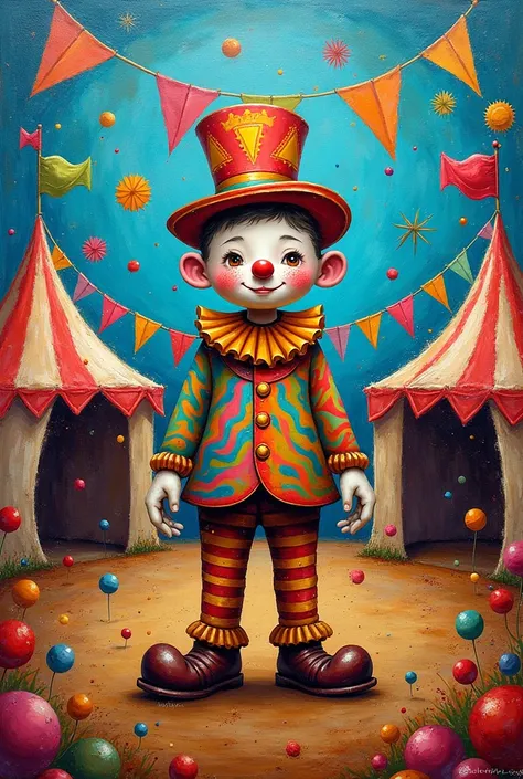 Yayito circus painted with spots of colors painting