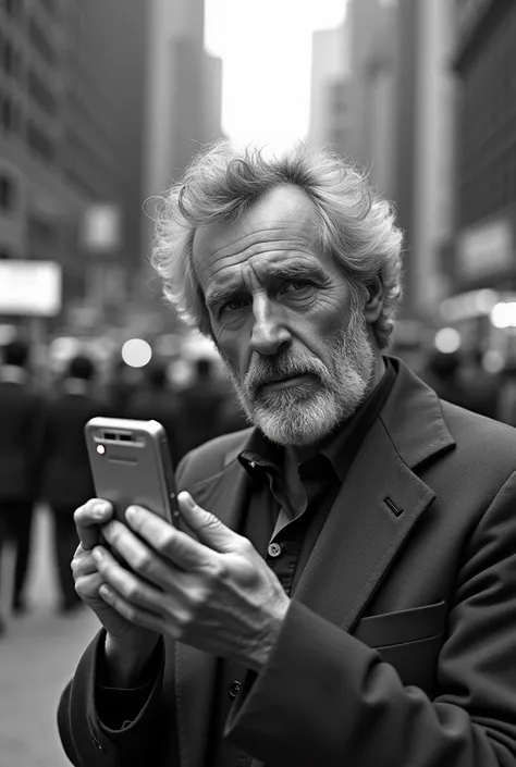 1. Opening Scene – Innovation Flashback
Image Idea: A dramatic black-and-white close-up of Dr. Martin Cooper holding the Motorola DynaTAC. Add a background of bustling 1970s New York streets.
