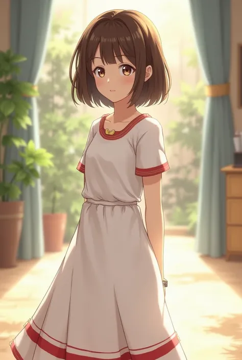 Rincy (Healer ) = short brown hair,  white dress , normal skin,  Age 15, color de ojos marron,  smaller than the prota,  red stripes at the end of the dress 