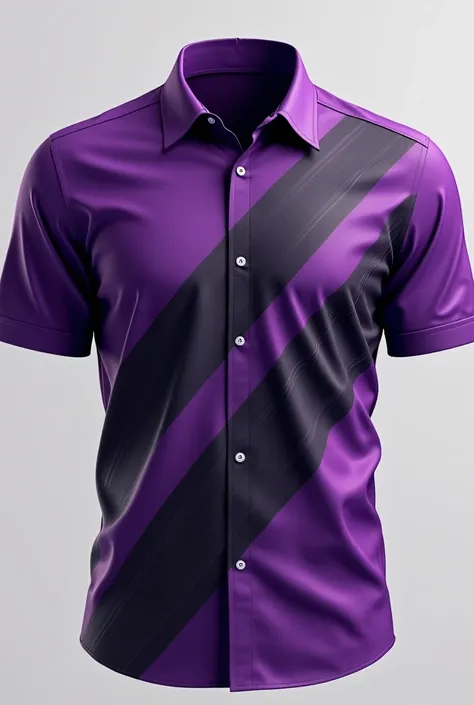 Give me a purple short sleeve shirt with thick black lines running diagonally to the right 