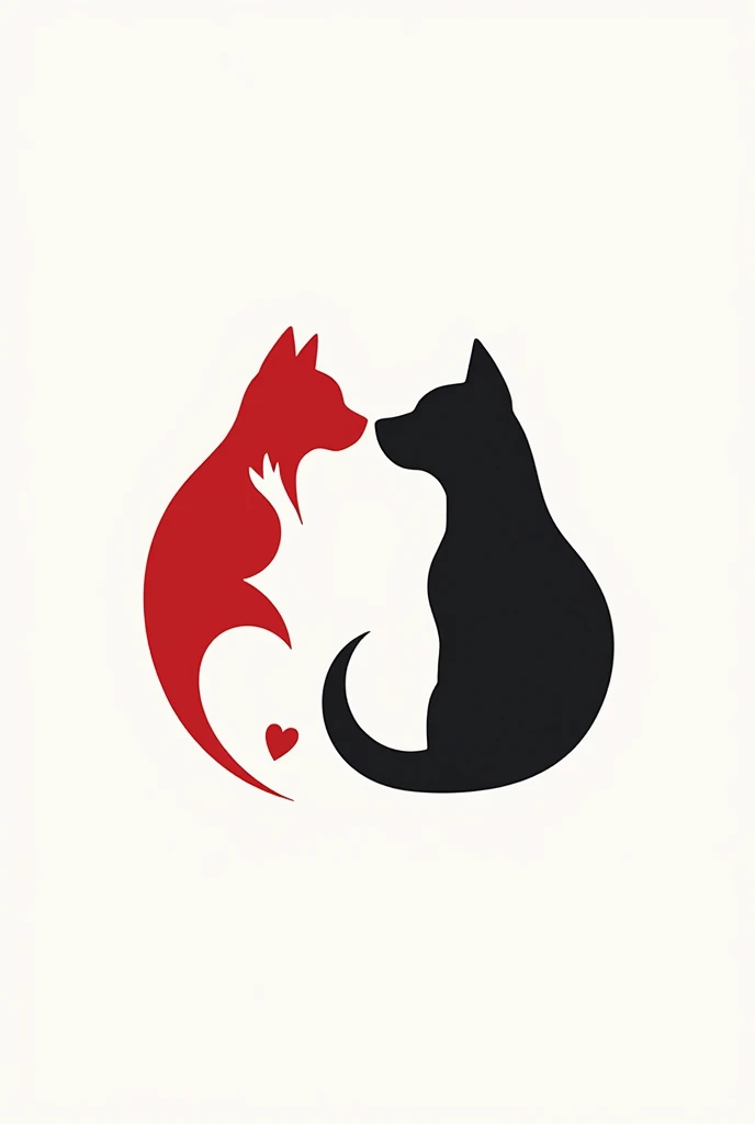 Make a logo for cats and dog company. The color pallete must be red, white and black