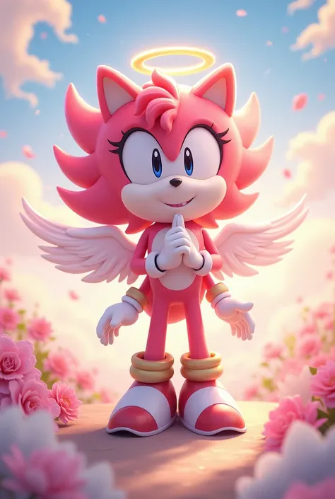 Furry Amy Rose the hedgehog is very tall and as Love Angel and is in an anime style 