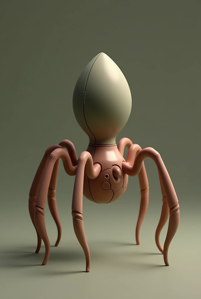 Create a high-tech vibrator inspired by the Tegenaria domestica (House Spider). The design should combine the form and function of the spider with a sleek, ergonomic shape suited for female comfort. The main body of the vibrator should have a rounded, smoo...