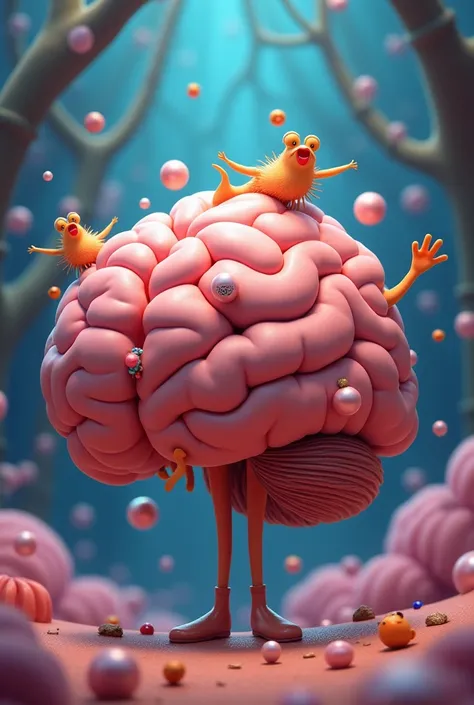 An animated brain to draw and fill with mullets or pearls