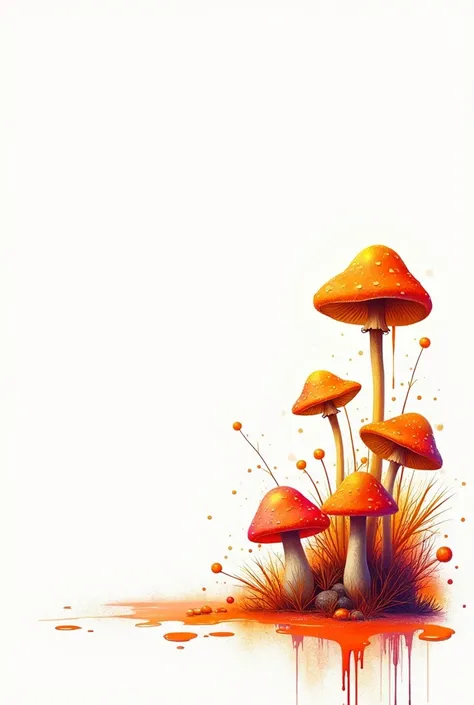  Mushroom and mushroom wallpaper , warm-colored .
 Let the mushrooms be to the right of the bottom corner.
And let the mushrooms be in melted graffiti style
The white background