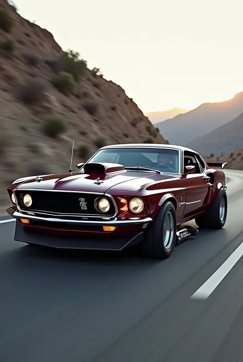 1969 Ford mustang boss 429 rouge fonce chrome tuning sport