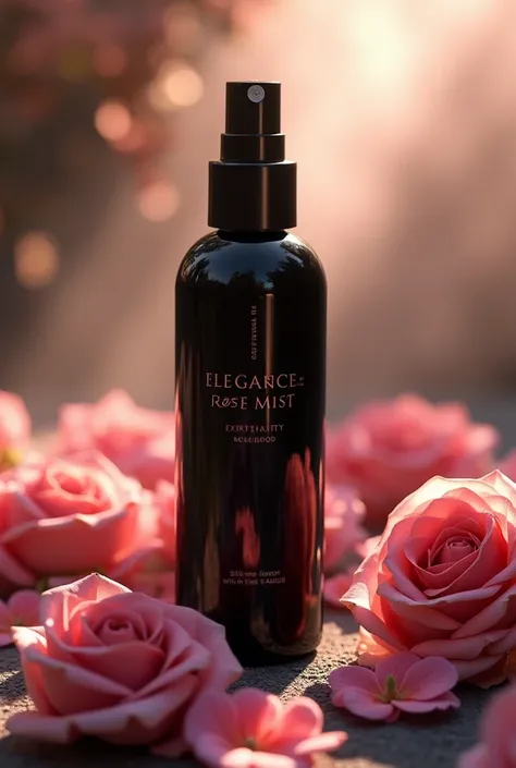 Elegance rose mist with Extra benefits of sandal  in black color mist bottle 
Please add name on bottle Elegance Rose mist