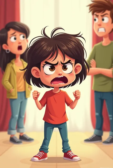 Girl angry with her mom and dad cartoon cartoon

