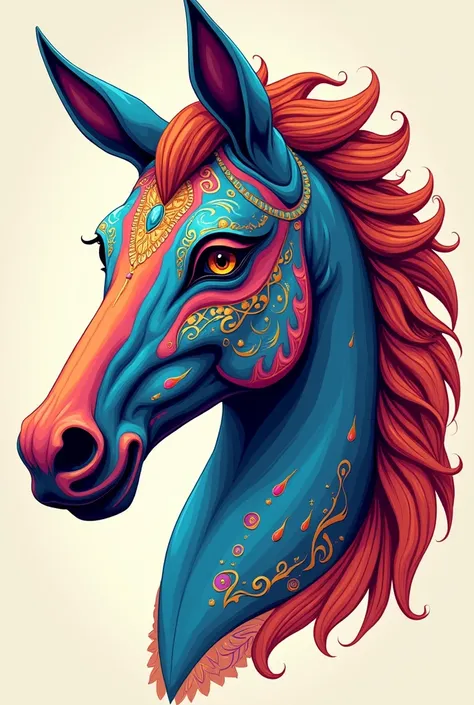 Colorful horse therian mask in a simple 2D style