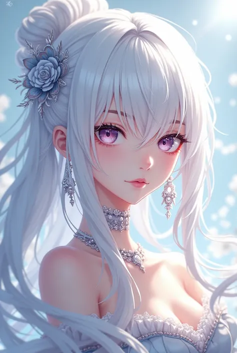 White hair anime girl
