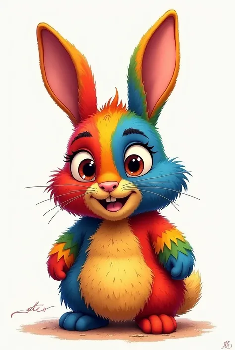 Une lapin nain multicolore comme dante dans le Disney coco pour faire un tatouage.